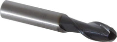 OSG - 12mm Diam, 25mm LOC, 2 Flute Solid Carbide Ball End Mill - TiAlN Finish, Single End, 76mm OAL, 12mm Shank Diam, Spiral Flute - USA Tool & Supply