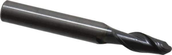 OSG - 9/32" Diam, 3/4" LOC, 2 Flute Solid Carbide Ball End Mill - TiAlN Finish, Single End, 2-1/2" OAL, 5/16" Shank Diam, Spiral Flute - USA Tool & Supply