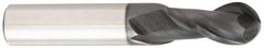 OSG - 7mm Diam, 19mm LOC, 2 Flute Solid Carbide Ball End Mill - TiAlN Finish, Single End, 64mm OAL, 8mm Shank Diam, Spiral Flute - USA Tool & Supply