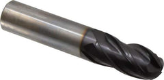 OSG - 3/4" Diam, 1-1/2" LOC, 4 Flute Solid Carbide Ball End Mill - TiAlN Finish, Single End, 4" OAL, 3/4" Shank Diam, Spiral Flute - USA Tool & Supply