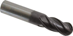 OSG - 16mm Diam, 32mm LOC, 4 Flute Solid Carbide Ball End Mill - TiAlN Finish, Single End, 89mm OAL, 16mm Shank Diam, Spiral Flute - USA Tool & Supply