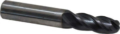 OSG - 13/32" Diam, 1" LOC, 4 Flute Solid Carbide Ball End Mill - TiAlN Finish, Single End, 2-3/4" OAL, 7/16" Shank Diam, Spiral Flute - USA Tool & Supply