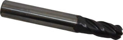 OSG - 9mm Diam, 22mm LOC, 4 Flute Solid Carbide Ball End Mill - TiAlN Finish, Single End, 70mm OAL, 10mm Shank Diam, Spiral Flute - USA Tool & Supply