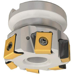 Iscar - 9 Inserts, 5" Cut Diam, 1-1/2" Arbor Diam, 0.492" Max Depth of Cut, Indexable Square-Shoulder Face Mill - 0/90° Lead Angle, 2" High, T490 LN.T 1306 Insert Compatibility, Through Coolant, Series Helitang - USA Tool & Supply
