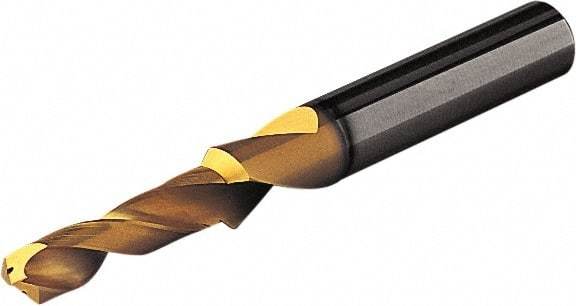 Seco - 14.25mm 140° Spiral Flute Solid Carbide Screw Machine Drill Bit - Multilayer TiAlN Finish, Right Hand Cut, 75mm Flute Length, 123mm OAL, Straight Shank, Through Coolant - USA Tool & Supply