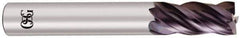 OSG - 1", 1-1/2" LOC, 1" Shank Diam, 4" OAL, 4 Flute, Solid Carbide Square End Mill - Single End, EXO Finish, Spiral Flute, Variable° Helix, Centercutting, Right Hand Cut, Right Hand Flute, Series 2050 - USA Tool & Supply