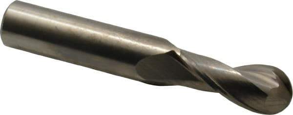 OSG - 7/16" Diam, 1" LOC, 2 Flute Solid Carbide Ball End Mill - Uncoated, Single End, 2-3/4" OAL, 7/16" Shank Diam, Spiral Flute - USA Tool & Supply