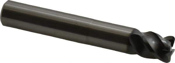 OSG - 1/2", 4 Flute, Single End, Solid Carbide, 0.06" Corner Radius End Mill - 3-1/4" OAL, 45° Helix, Right Hand Flute, 1/2" LOC, Right Hand Cut, 1-1/2" Extended Reach - USA Tool & Supply