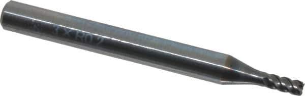 OSG - 3mm, 4 Flute, Single End, Solid Carbide, 0.2mm Corner Radius End Mill - 60mm OAL, 45° Helix, Right Hand Flute, 5mm LOC, Right Hand Cut, 9mm Extended Reach - USA Tool & Supply