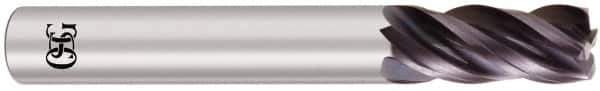 OSG - 1", 4 Flute, Single End, Solid Carbide, 0.09" Corner Radius End Mill - 4" OAL, Right Hand Flute, 1-1/2" LOC, Right Hand Cut - USA Tool & Supply