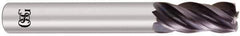 OSG - 1", 4 Flute, Single End, Solid Carbide, 0.09" Corner Radius End Mill - 4" OAL, Right Hand Flute, 1-1/2" LOC, Right Hand Cut - USA Tool & Supply