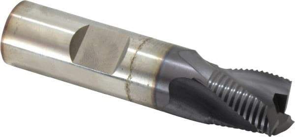 OSG - 5/8" Diam, Fine Pitch, 5/8" LOC, 4 Flute Cobalt Corner Chamfer Roughing End Mill - TiAlN Finish, 2-3/4" OAL, 5/8" Shank Diam, Single End, Centercutting, 30° Helix - USA Tool & Supply