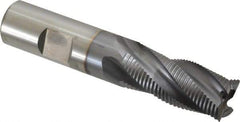 OSG - 3/4" Diam, Fine Pitch, 1-5/8" LOC, 4 Flute Cobalt Corner Chamfer Roughing End Mill - TiCN Finish, 3-7/8" OAL, 3/4" Shank Diam, Single End, Centercutting, 30° Helix - USA Tool & Supply