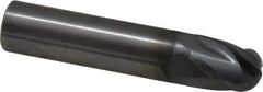 OSG - 1/2" Diam, 5/8" LOC, 4 Flute Solid Carbide Ball End Mill - TiCN Finish, Single End, 2-1/2" OAL, 1/2" Shank Diam, Spiral Flute - USA Tool & Supply