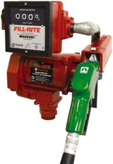 Tuthill - 23 GPM, 1" Hose Diam, AC High-Flow Tank Pump with Automatic Nozzle & 901 Meter - 1-1/4" Inlet, 1" Outlet, 115 Volts, 18' Hose Length, 1/3 hp - USA Tool & Supply