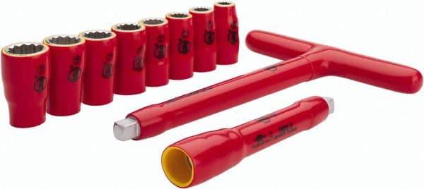 Wiha - 10 Piece 3/8" Drive Socket Set - 12 Points, 5/16" to 3/4" Range, Inch Measurement Standard - USA Tool & Supply
