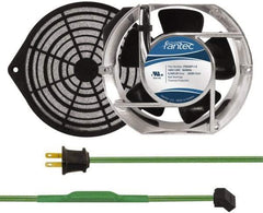 Made in USA - 115 Volts, AC, 240 CFM, Oval Tube Axial Fan Kit - 0.46 Amp Rating, Includes Fan, Fan Guard, 151mm High x 172mm Wide x 51mm Deep, Thermostatically Controlled Fan Cord - USA Tool & Supply