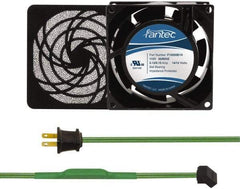 Made in USA - 115 Volts, AC, 31 CFM, Square Tube Axial Fan Kit - 0.18 Amp Rating, 3.15" High x 3" Wide x 38.5mm Deep, Includes Fan, Fan Filter, Thermostatically Controlled Fan Cord - USA Tool & Supply