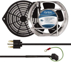 Made in USA - 230 Volts, AC, 240 CFM, Oval Tube Axial Fan Kit - 0.12/0.16 Amp Rating, 151mm High x 172mm Wide x 51mm Deep, Includes Fan, Fan Filter, Fan Cord - USA Tool & Supply