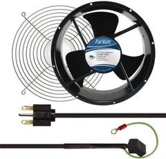 Made in USA - 230 Volts, AC, 600 CFM, Round Tube Axial Fan Kit - 0.16/0.14 Amp Rating, 254mm High x 254mm Wide x 89mm Deep, Includes Fan, Fan Filter, Fan Cord - USA Tool & Supply