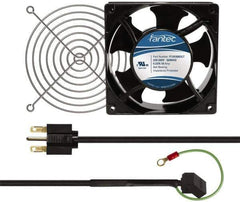 Made in USA - 230 Volts, AC, 103 CFM, Square Tube Axial Fan Kit - 0.12 Amp Rating, 120mm High x 120mm Wide x 38.5mm Deep, Includes Fan, Fan Filter, Fan Cord - USA Tool & Supply