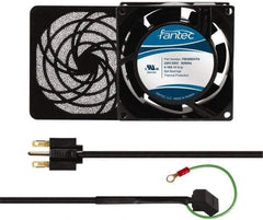 Made in USA - 230 Volts, AC, 32 CFM, Square Tube Axial Fan Kit - 0.06/0.05 Amp Rating, 3.15" High x 3" Wide x 38.5mm Deep, Includes Fan, Fan Guard, Fan Cord - USA Tool & Supply