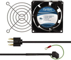 Made in USA - 230 Volts, AC, 32 CFM, Square Tube Axial Fan Kit - 0.06/0.05 Amp Rating, 3.15" High x 3" Wide x 38.5mm Deep, Includes Fan, Fan Filter, Fan Cord - USA Tool & Supply