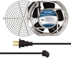 Made in USA - 115 Volts, AC, 240 CFM, Oval Tube Axial Fan Kit - 0.46 Amp Rating, 151mm High x 172mm Wide x 51mm Deep, Includes Fan, Fan Guard, Fan Cord - USA Tool & Supply