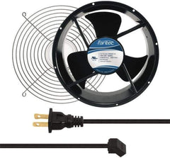 Made in USA - 115 Volts, AC, 600 CFM, Round Tube Axial Fan Kit - 0.22/0.24 Amp Rating, 254mm High x 254mm Wide x 89mm Deep, Includes Fan, Fan Guard, Fan Cord - USA Tool & Supply