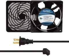 Made in USA - 115 Volts, AC, 80 CFM, Square Tube Axial Fan Kit - 0.18 Amp Rating, 120mm High x 120mm Wide x 38.5mm Deep, Includes Fan, Fan Filter, Fan Cord - USA Tool & Supply