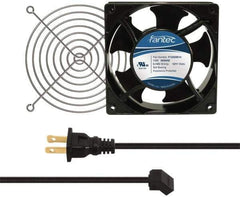 Made in USA - 115 Volts, AC, 80 CFM, Square Tube Axial Fan Kit - 0.18 Amp Rating, 120mm High x 120mm Wide x 38.5mm Deep, Includes Fan, Fan Guard, Fan Cord - USA Tool & Supply