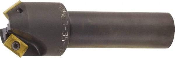 Kyocera - 55° Lead Angle, 2.014" Max Cut Diam, 0.327" Max Depth of Cut, Indexable Chamfer & Angle End Mill - 2 Inserts, XPMT 15T3.. Insert Style, 3.15" OAL, Straight Shank - USA Tool & Supply