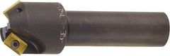 Kyocera - 55° Lead Angle, 2.014" Max Cut Diam, 0.327" Max Depth of Cut, Indexable Chamfer & Angle End Mill - 2 Inserts, XPMT 15T3.. Insert Style, 3.15" OAL, Straight Shank - USA Tool & Supply