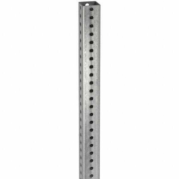 TAPCO - 8' High, Galvanized Traffic Sign Post - Steel, 7/16" Hole Diam, Silver - USA Tool & Supply