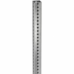 TAPCO - 8' High, Galvanized Traffic Sign Post - Steel, 7/16" Hole Diam, Silver - USA Tool & Supply