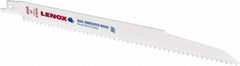 Lenox - 9" Long x 3/4" Thick, Bi-Metal Reciprocating Saw Blade - Straight Profile, 6 TPI, Toothed Edge - USA Tool & Supply