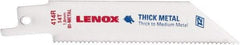 Lenox - 4" Long x 3/4" Thick, Bi-Metal Reciprocating Saw Blade - Straight Profile, 14 TPI, Toothed Edge - USA Tool & Supply