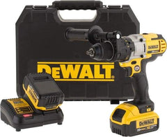 DeWALT - 20 Volt 1/2" Chuck Mid-Handle Cordless Drill - 0-575 & 0-1350 & 0-2000 RPM, Single-Sleeve Ratcheting Chuck, Reversible, 2 Lithium-Ion Batteries Included - USA Tool & Supply