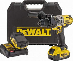 DeWALT - 20 Volt 1/2" Keyless Chuck Cordless Hammer Drill - 0 to 9,775, 0 to 22,950 & 0 to 34,000 BPM, 0 to 575, 0 to 1,350 & 0 to 2,000 RPM, Reversible, Mid-Handle - USA Tool & Supply