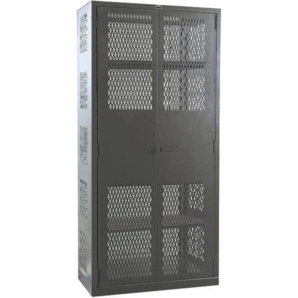 Hallowell - 4 Shelf Locking Storage Cabinet - Steel, 36" Wide x 24" Deep x 78" High, Gray - USA Tool & Supply