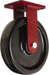 Hamilton - 12" Diam x 3" Wide x 14-1/2" OAH Top Plate Mount Rigid Caster - Phenolic, 3,500 Lb Capacity, Straight Roller Bearing, 5-1/2 x 7-1/2" Plate - USA Tool & Supply