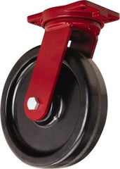 Hamilton - 12" Diam x 3" Wide x 14-1/2" OAH Top Plate Mount Swivel Caster - Phenolic, 3,500 Lb Capacity, Tapered Roller Bearing, 6-1/8 x 7-1/2" Plate - USA Tool & Supply