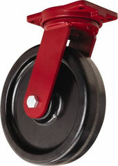Hamilton - 12" Diam x 3" Wide x 14-1/2" OAH Top Plate Mount Swivel Caster - Phenolic, 3,500 Lb Capacity, Straight Roller Bearing, 6-1/8 x 7-1/2" Plate - USA Tool & Supply