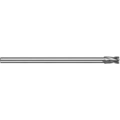 Corner Radius End Mill: 3/16″ Dia, 9/32″ LOC, 1/64″ Radius, 4 Flutes, Solid Carbide 2-1/2″ OAL, 5/32″ Shank Dia, 30 ° Helix, Bright/Uncoated, Corner Radius End
