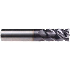 Emuge - 5/8" Diam, 1-1/4" LOC, 4 Flute Solid Carbide Roughing & Finishing End Mill - TiAlN Finish, 3-1/2" OAL, 1/2" Shank Diam, Cylindrical Shank, 50° Helix, Centercutting, Long Length - USA Tool & Supply