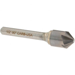 OSG - 1/2" Head Diam, 1/4" Shank Diam, Multi Flute 90° Solid Carbide Countersink - USA Tool & Supply