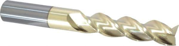 ProMax - 5/8", 2-1/2" LOC, 5/8" Shank Diam, 5" OAL, 3 Flute, Solid Carbide Square End Mill - Single End, ZrN Finish, Spiral Flute, 40° Helix, Centercutting, Right Hand Cut, Right Hand Flute, Series 109 - USA Tool & Supply