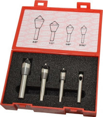 Keo - 4 Piece, 5/16 to 5/8" Head Diam, 60° Included Angle, Single End Countersink Set - USA Tool & Supply