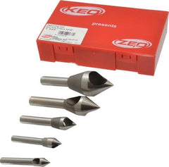 Keo - 5 Piece, 5/16 to 1" Head Diam, 60° Included Angle, Single End Countersink Set - USA Tool & Supply