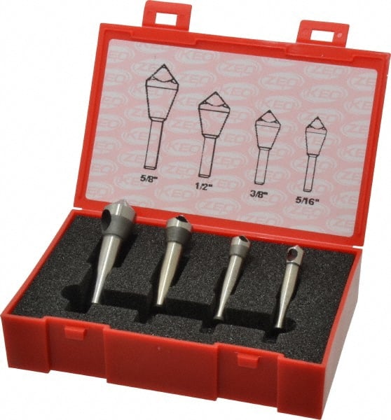 Keo - 4 Piece, 5/16 to 5/8" Head Diam, 90° Included Angle, Single End Countersink Set - USA Tool & Supply